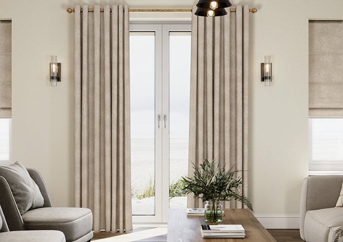 Chenille (Blackout) Eyelet, Cream - Ready Made Curtains - Image 3